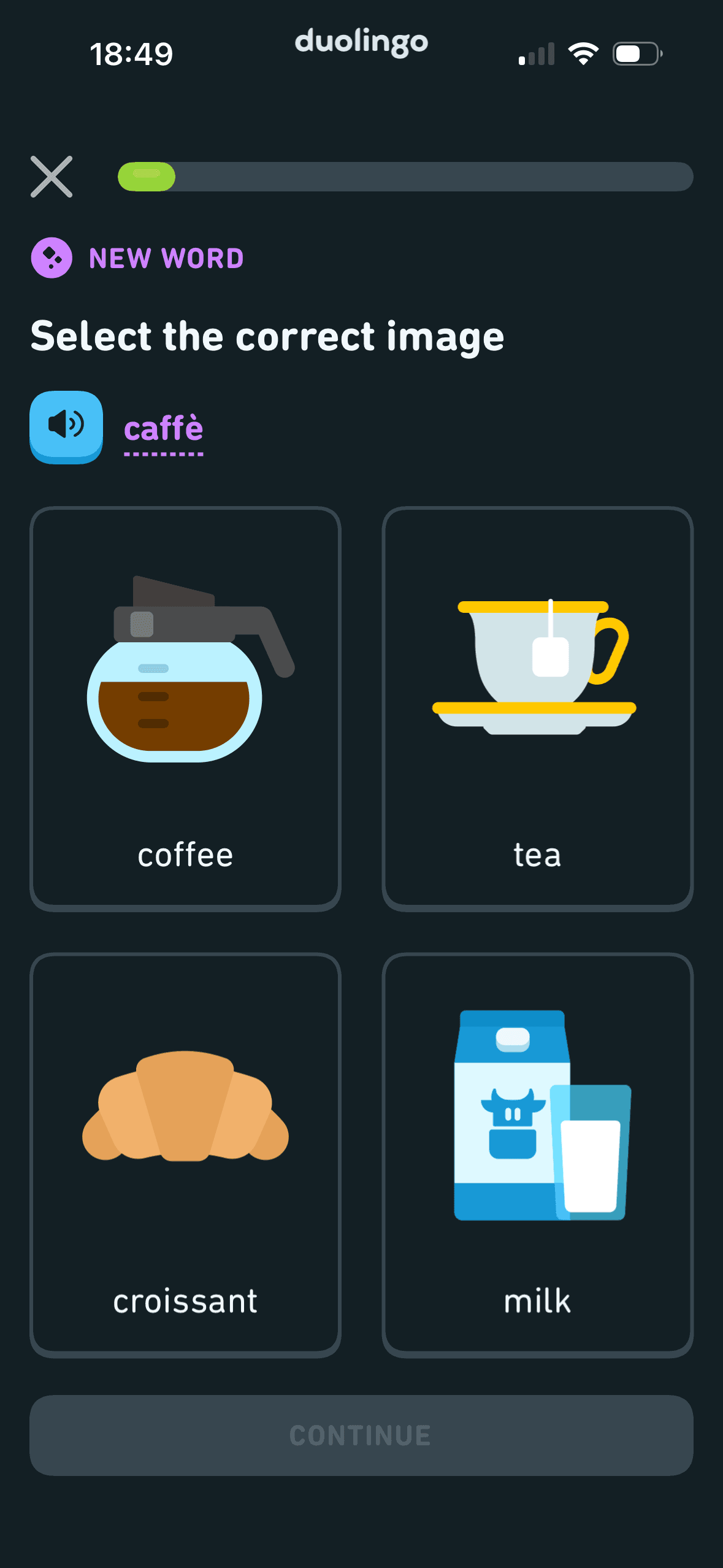 Duolingo: Match a word to an image