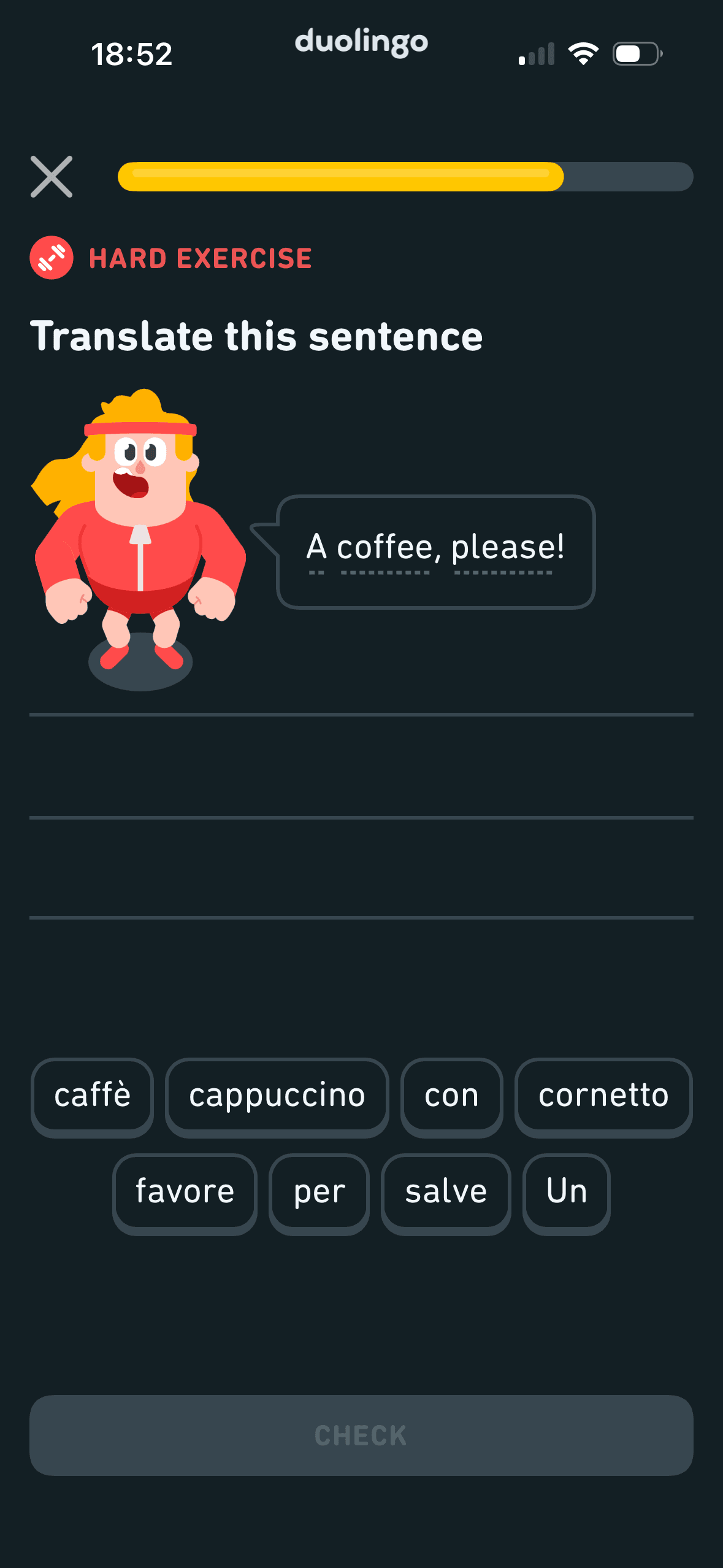 Duolingo: Build a translated sentence
